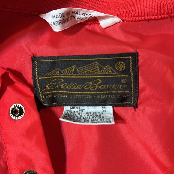 Eddie Bauer Mens Vintage Jacket Red Nylon Pullover Windbreaker Pockets. XL - Picture 8 of 9